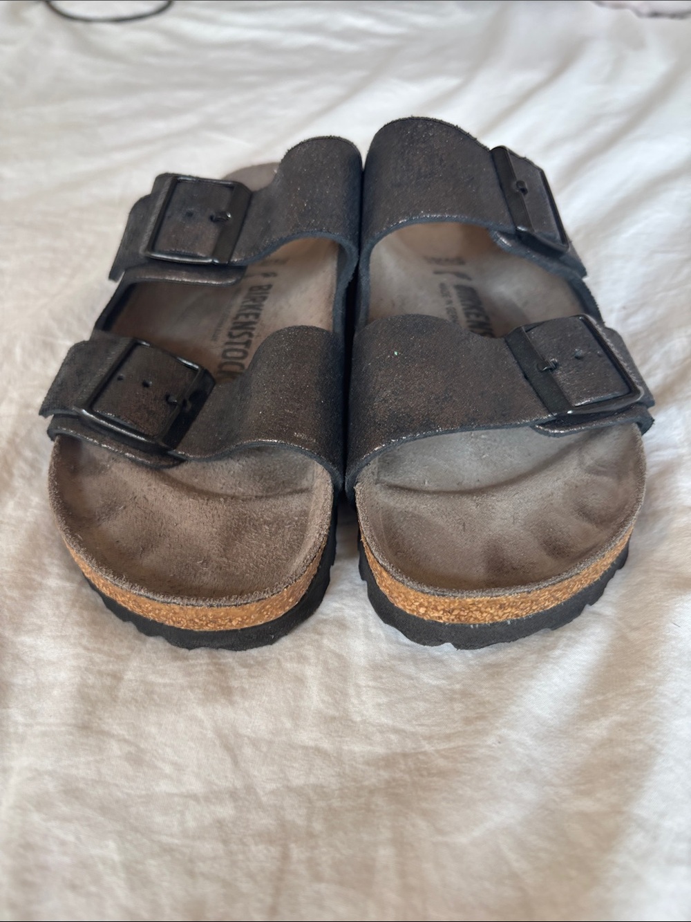 EUC Birkenstock Arizona Washed Metallic Antique Black, 37 - Rare - Picture 3 of 9
